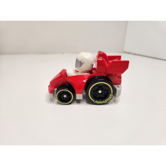 Fisher Price Little People Race Car Red Wheelies White Helmet - Picture 2 of 7
